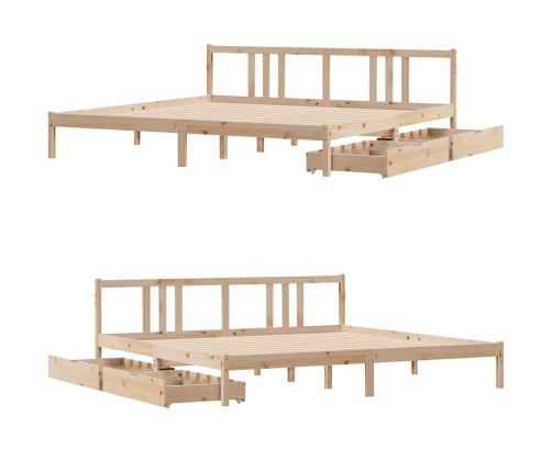 Estructura de cama sin colchón madera maciza de pino 180x200 cm