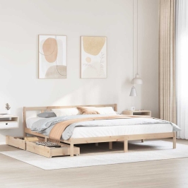 Estructura de cama sin colchón madera maciza de pino 180x200 cm