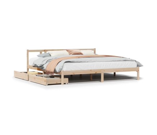 Estructura de cama sin colchón madera maciza de pino 200x200 cm