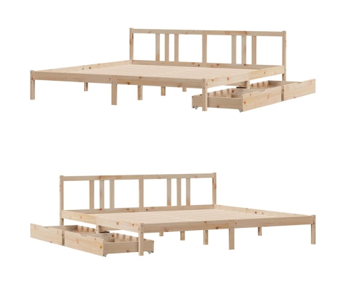 Estructura de cama sin colchón madera maciza de pino 200x200 cm