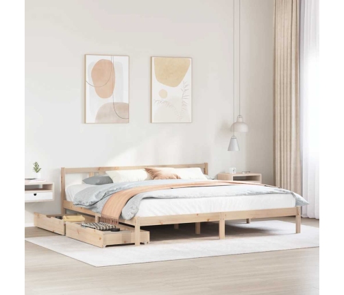 Estructura de cama sin colchón madera maciza de pino 200x200 cm