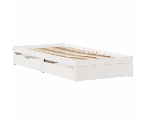 Estructura de cama sin colchón madera maciza blanca 75x190 cm