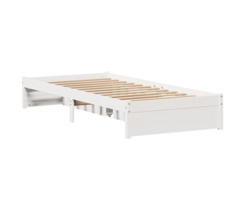 Estructura de cama sin colchón madera maciza blanca 75x190 cm