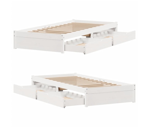 Estructura de cama sin colchón madera maciza blanca 75x190 cm