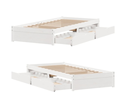 Estructura de cama sin colchón madera maciza blanca 90x190 cm