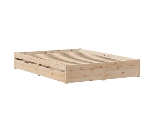Estructura de cama sin colchón madera maciza de pino 120x190 cm