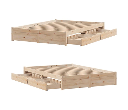 Estructura de cama sin colchón madera maciza de pino 120x190 cm