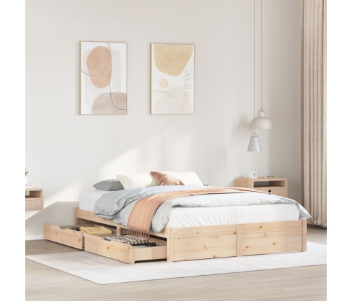 Estructura de cama sin colchón madera maciza de pino 120x190 cm