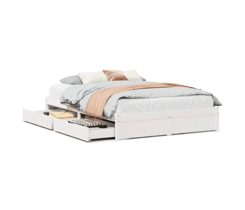 Estructura de cama sin colchón madera maciza blanca 120x190 cm