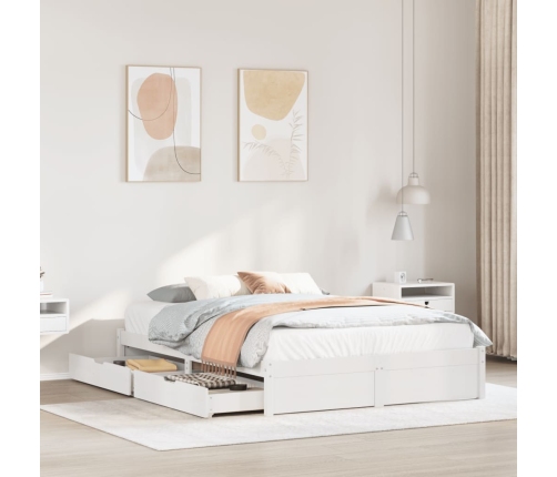 Estructura de cama sin colchón madera maciza blanca 120x190 cm