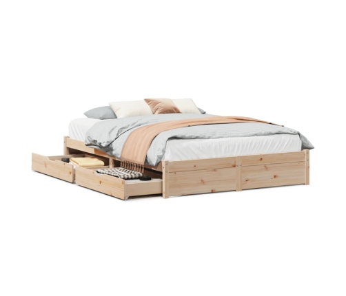 Estructura de cama sin colchón madera maciza de pino 135x190 cm