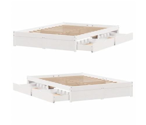 Estructura de cama sin colchón madera de pino blanco 135x190 cm