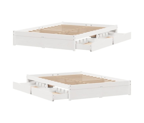 Estructura de cama sin colchón madera de pino blanca 140x190 cm