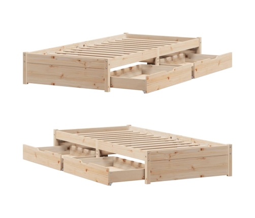 Estructura de cama sin colchón madera maciza de pino 100x200 cm