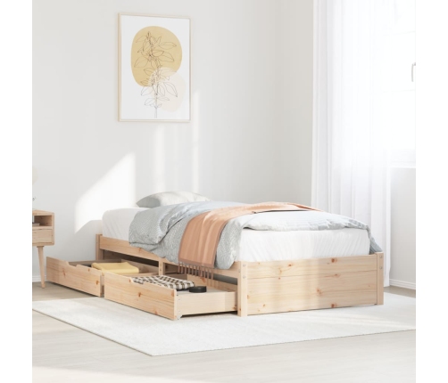 Estructura de cama sin colchón madera maciza de pino 100x200 cm