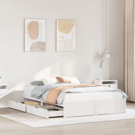 Estructura de cama sin colchón madera maciza de pino 160x200 cm