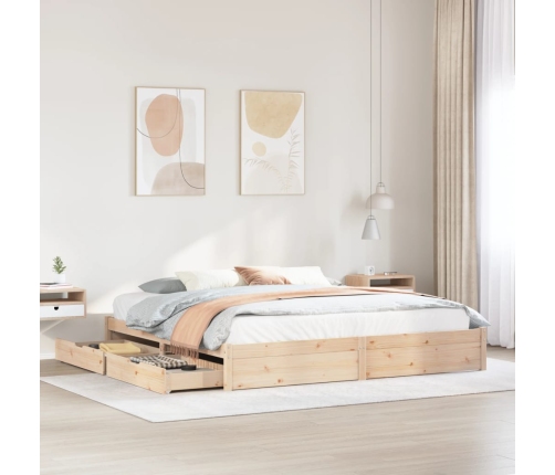 Estructura de cama sin colchón madera maciza de pino 180x200 cm