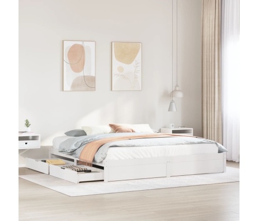 Cama sin colchón madera maciza de pino blanca 180x200 cm