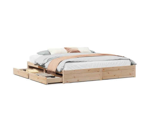 Estructura de cama sin colchón madera maciza de pino 200x200 cm