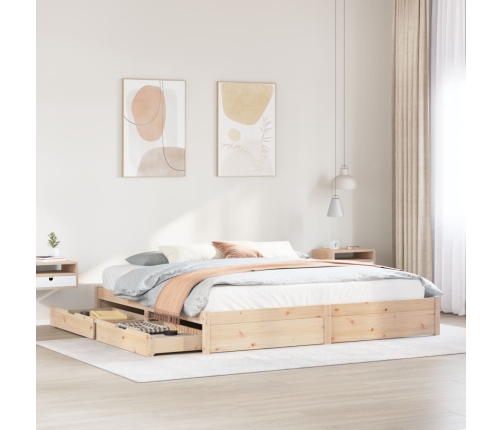 Estructura de cama sin colchón madera maciza de pino 200x200 cm