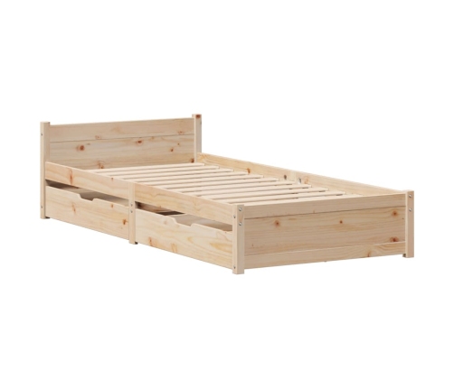 Estructura de cama sin colchón madera maciza pino 75x190 cm