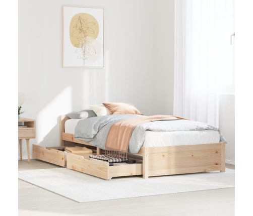 Estructura de cama sin colchón madera maciza pino 75x190 cm