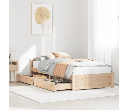 Estructura de cama sin colchón madera maciza de pino 90x190 cm