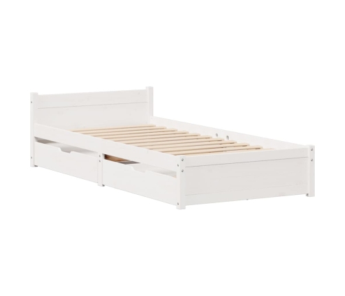 Estructura de cama sin colchón madera maciza blanca 90x190 cm