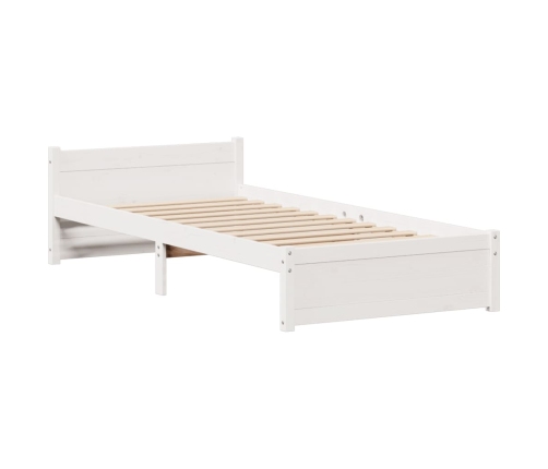 Estructura de cama sin colchón madera maciza blanca 90x190 cm