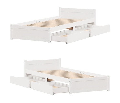 Estructura de cama sin colchón madera maciza blanca 90x190 cm