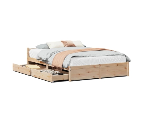 Estructura de cama sin colchón madera maciza de pino 120x190 cm