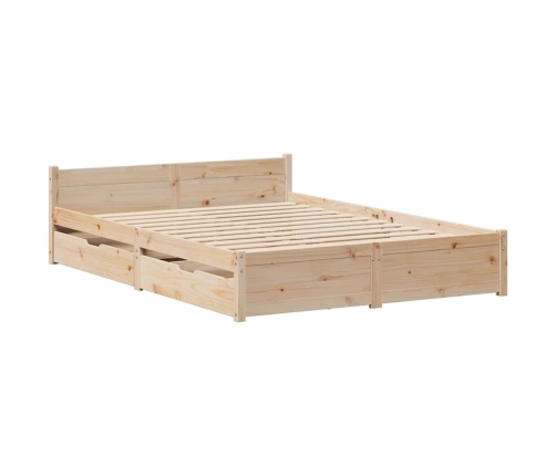 Estructura de cama sin colchón madera maciza de pino 120x190 cm