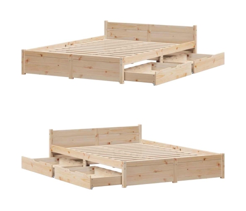 Estructura de cama sin colchón madera maciza de pino 120x190 cm