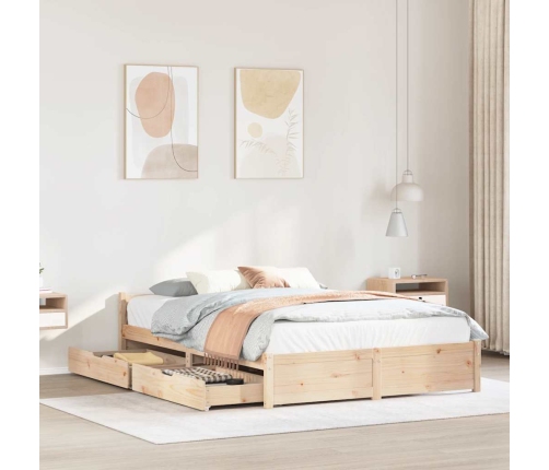 Estructura de cama sin colchón madera maciza de pino 120x190 cm