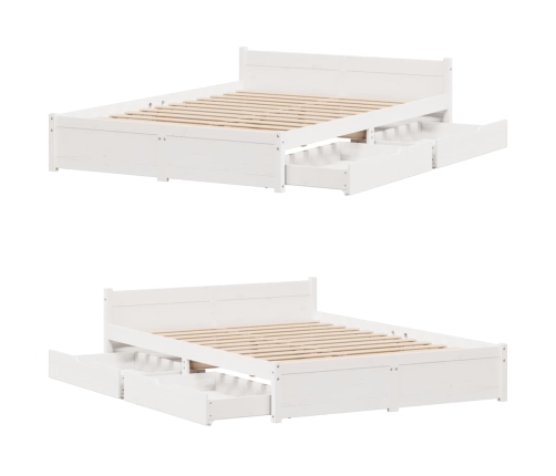 Estructura de cama sin colchón madera de pino blanco 135x190 cm