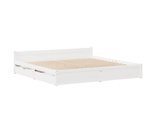 Estructura de cama sin colchón madera de pino blanca 140x190 cm