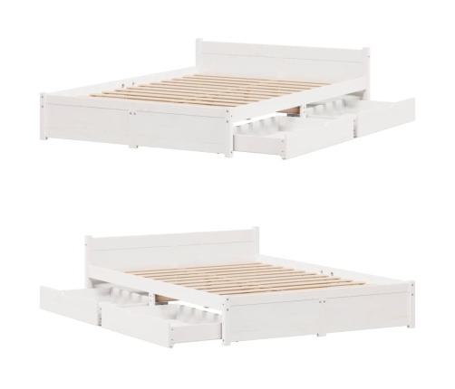 Estructura de cama sin colchón madera de pino blanca 140x190 cm