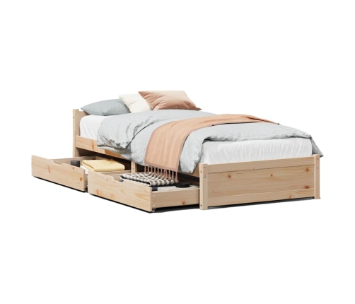 Estructura de cama sin colchón madera maciza de pino 100x200 cm