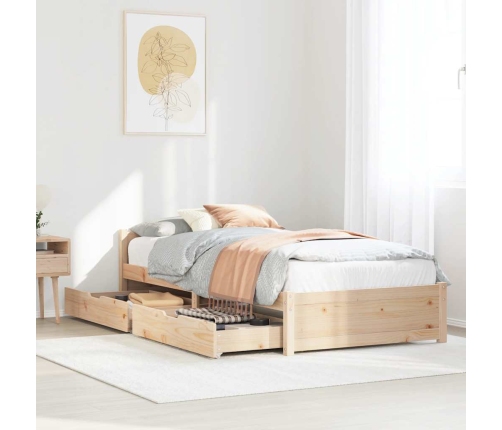 Estructura de cama sin colchón madera maciza de pino 100x200 cm