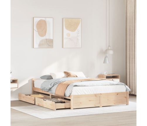 Estructura de cama sin colchón madera de pino maciza 120x200 cm