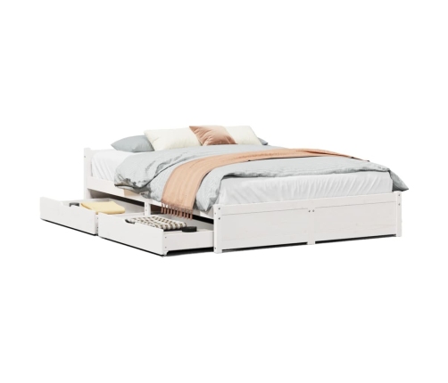 Estructura de cama sin colchón madera de pino blanca 150x200 cm
