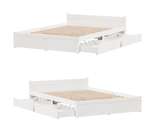 Estructura de cama sin colchón madera de pino blanca 150x200 cm