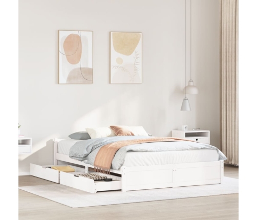 Estructura de cama sin colchón madera de pino blanca 150x200 cm