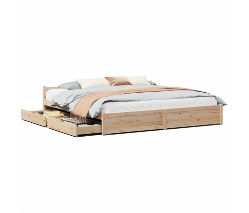 Estructura de cama sin colchón madera maciza de pino 200x200 cm
