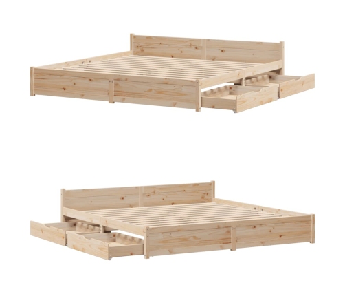 Estructura de cama sin colchón madera maciza de pino 200x200 cm