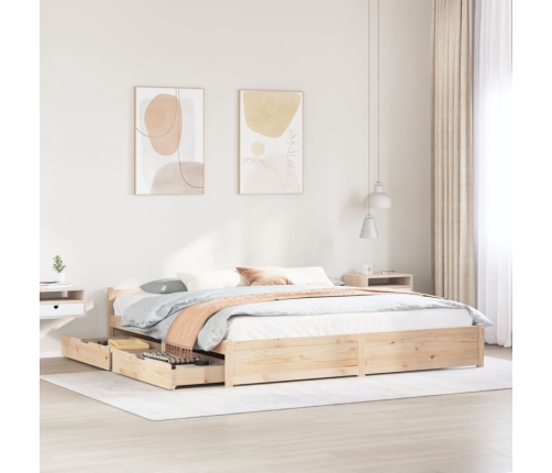Estructura de cama sin colchón madera maciza de pino 200x200 cm