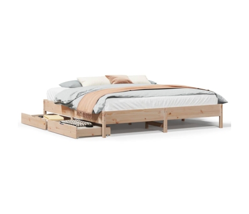 Estructura de cama sin colchón madera maciza de pino 200x200 cm