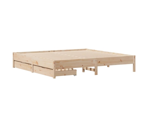 Estructura de cama sin colchón madera maciza de pino 200x200 cm