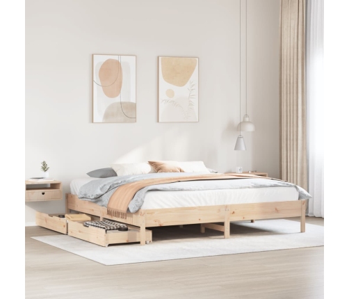 Estructura de cama sin colchón madera maciza de pino 200x200 cm