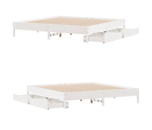 Estructura de cama sin colchón madera maciza blanca 200x200 cm